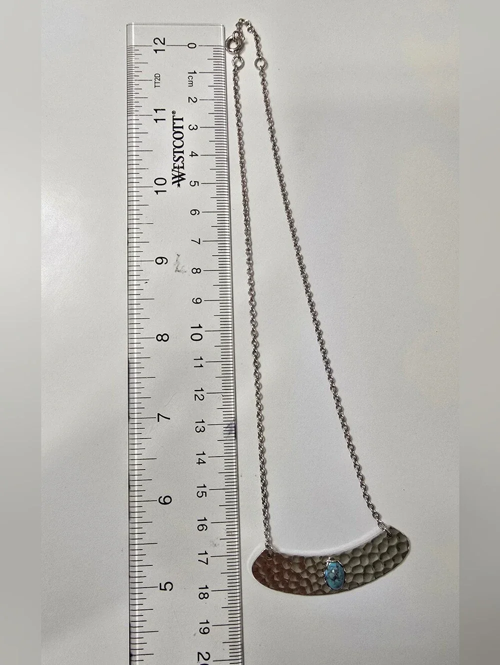 Vintage Coventry Silver Bar Necklace with Turquoise Accent